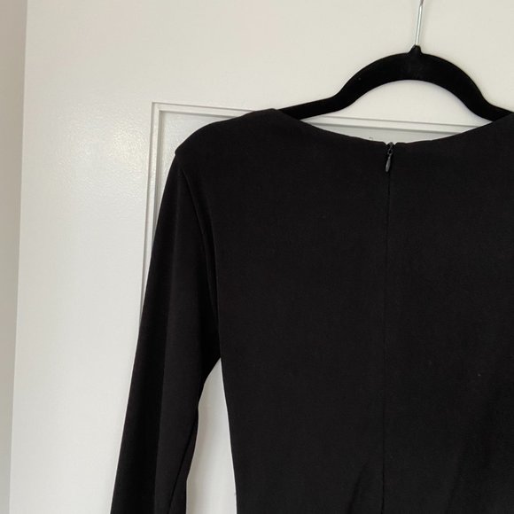 Zara Draped Wrap Mini-Dress Small Black V-neck Cinched Long Sleeves - Picture 10 of 10
